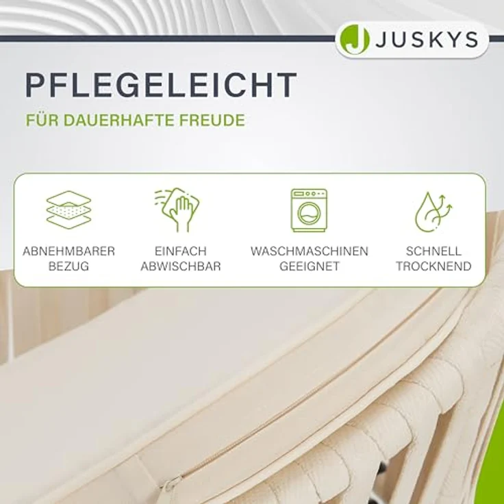 Juskys Rope Stühle 2er Set - Gartenstühle mit Seilgeflecht & Polster - wetterfester & bis 160 kg belastbar - Stahl mit Pulverbeschichtung - Beige – Bild 9