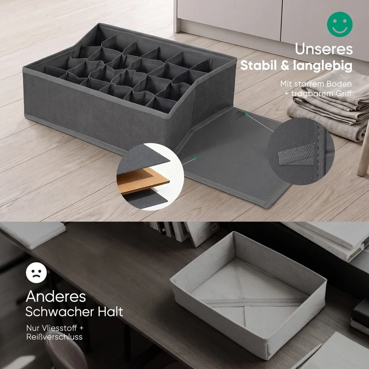 Sekey Aufbewahrungsbox Schubladen Organizer aus Vliesstoff Faltbare Aufbewahrungsboxen mit Fächer für HEMNES 108(60 Fächer) – Bild 7