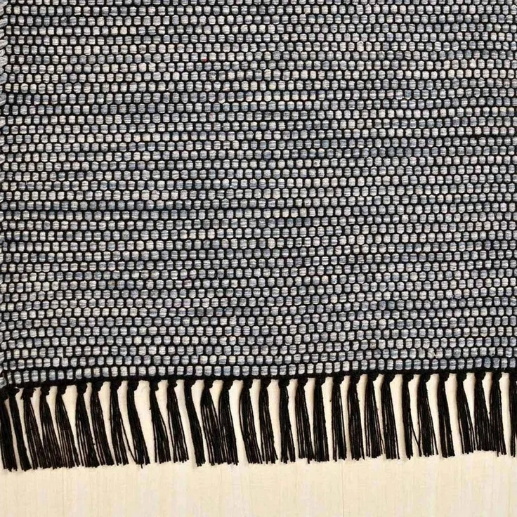 TaraCarpet Wollteppich Handwebteppich Borkum 100% Baumwolle, rechteckig, Höhe: 5 mm, gewebt Baumwolle grau nachhaltig modern Wohnzimmer Küche 080x150 cm – Bild 2