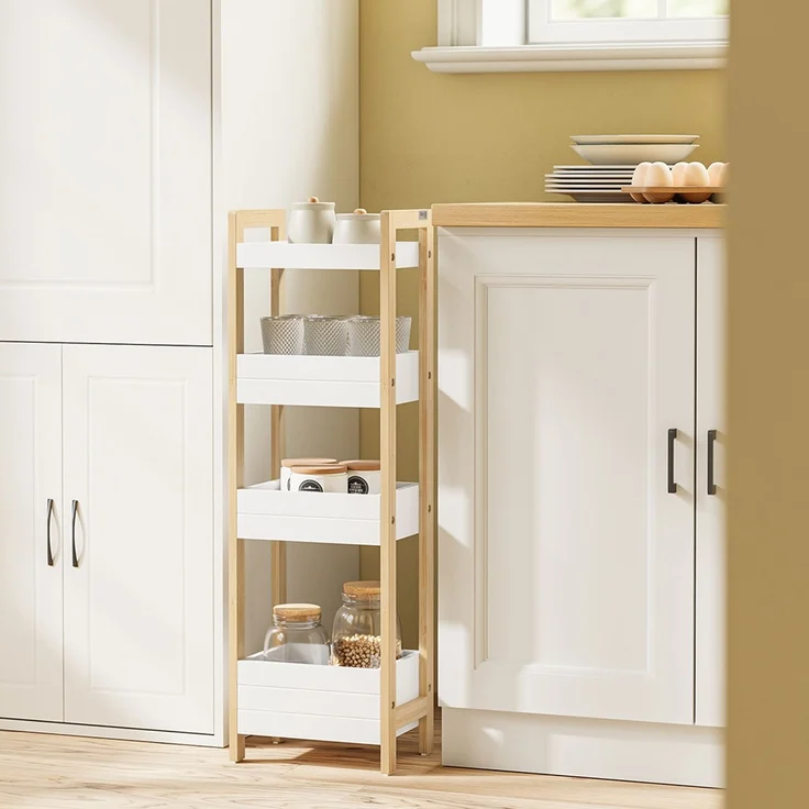 SoBuy FRG226-H-WN Badezimmerregal, MDF, Lackiert, Weiß, 28 x 90 x 20 cm – Bild 6