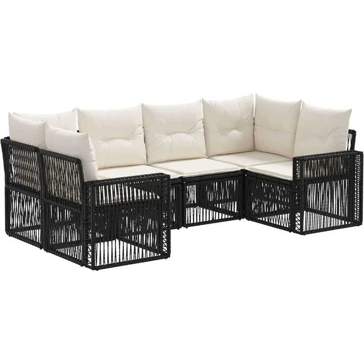vidaXL Gartensofa-set 6 stk. 6-Sitzer Schwarz und Cremeweiß 3435220 – Bild 1