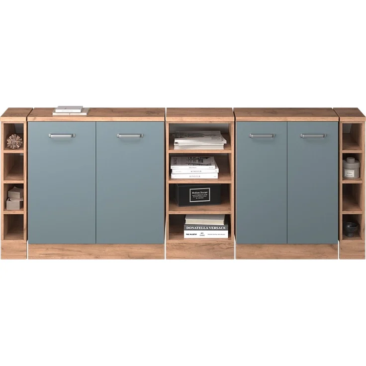 Küchenschrank für Dachschrägen R-Line Blau-Grau 210 cm 5er Set Schrankkorpuss 60 cm Tiefe Vicco – Bild 5