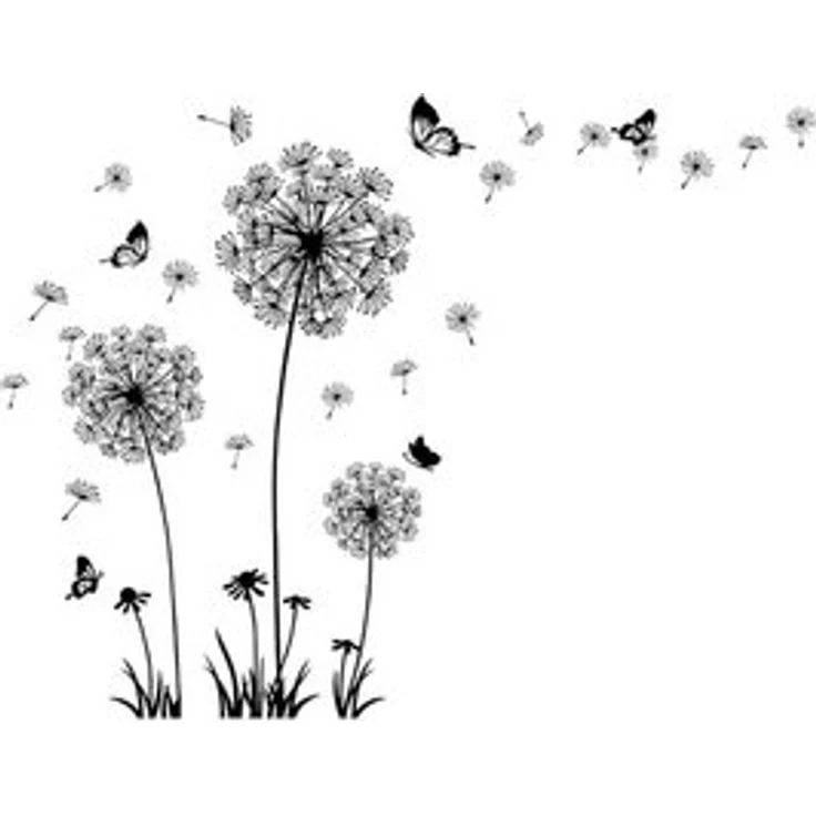 Blusmart Wandtattoo Wandaufkleber Löwenzahn schwarz (Selbstklebend, Botanische Blumen), Künstler: Moderne einfache, Schlafzimmer, Sofa-Hintergrund/Wohnzimmer TV-Dekoration – Bild 6