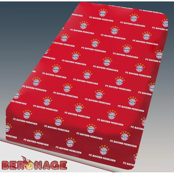 BERONAGE Spannbettlaken FC Bayern München Spannbettlaken Rot 90/100 x 190/200 cm, 100% Baumwolle, Gummizug: Ja, (1 Stück), passend z. Bettwäsche, Kissen, Decke, Badetuch, Teppich – Bild 4