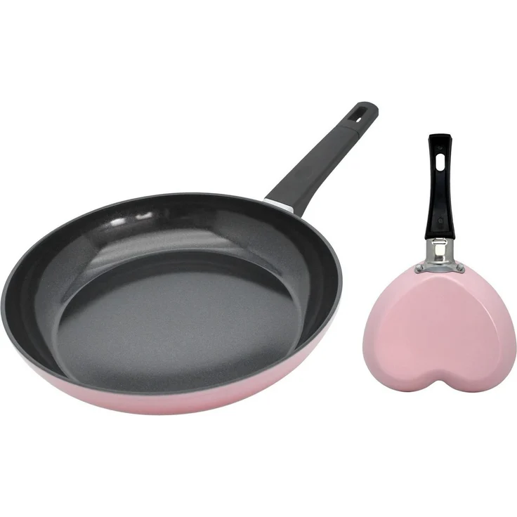 Elo Basic Bratpfanne Basic Pfanne + Gratis Mini Herzpfanne, Aluminium (Set, 2-tlg), aussen rosé Silicon Polyester beschichtet – Bild 2