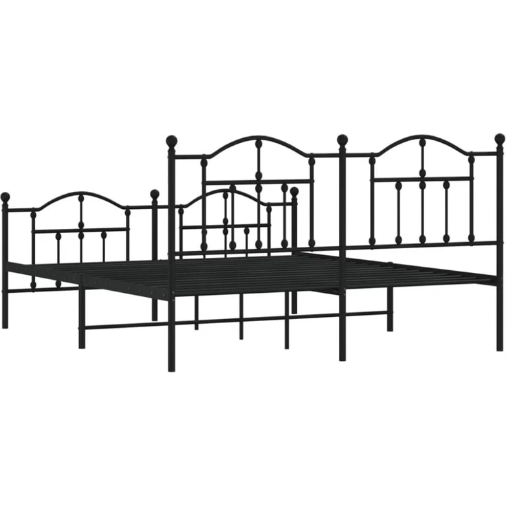 vidaXL Metallbett ohne Matratze mit Fußteil Schwarz 160x200 cm 353460 – Bild 3