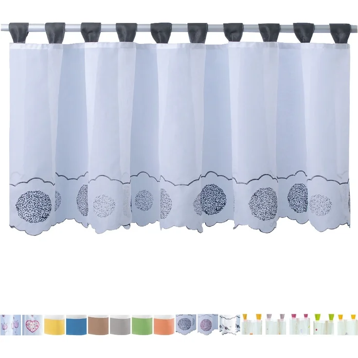 Bistrogardine mit Schlaufen ca. 150x45 cm Auswahl: schwarz - gepunktet – Bild 3
