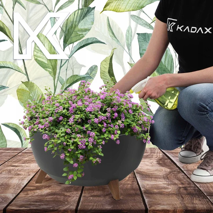 KADAX Blumentopf Blumentopf 47 cm Abdeckung + Einsteckbeine Blumenständer Anthrazit – Bild 5