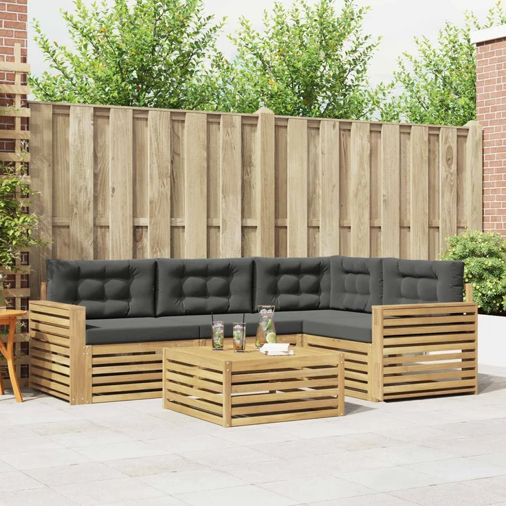 vidaXL Outdoor-Sofagarnitur 5 stk. 4-Sitzer Weiß und Anthrazit 3390452 – Bild 1