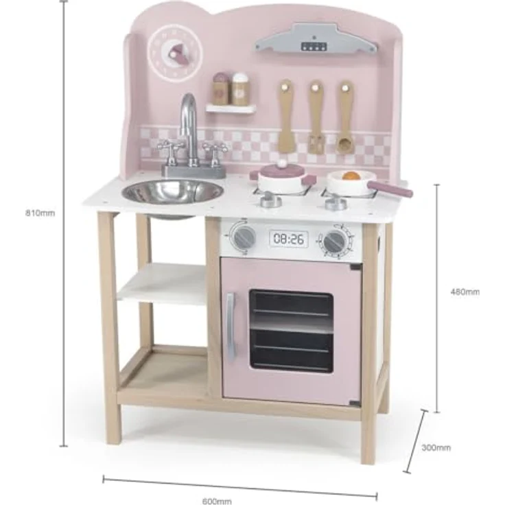 VIGA Kinder-Spielküche mit Zubehör silber - rosa – Bild 4