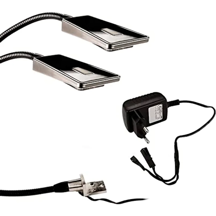 SO-TECH Luminoso 2er Set LED Bettleuchten, Schwarz, flexibler Schwanenhals, dimmbar, inkl. Netzteil