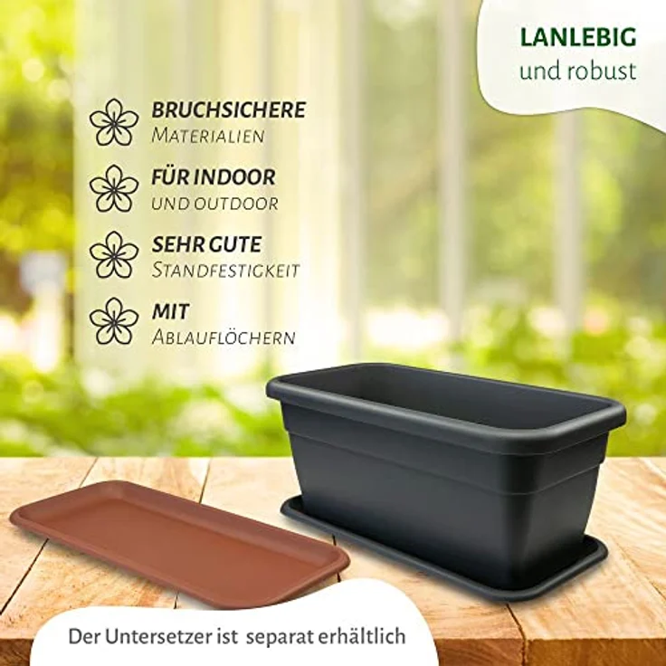 Heimwerkercenter Pflanzkübel MePla Untersetzer für Pflanzentrog47x24cm - Anthrazit – Bild 4