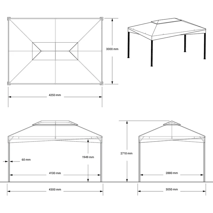 Sojag Malta 1014 | Alu Pavillon 3x4 m | mit – Bild 4