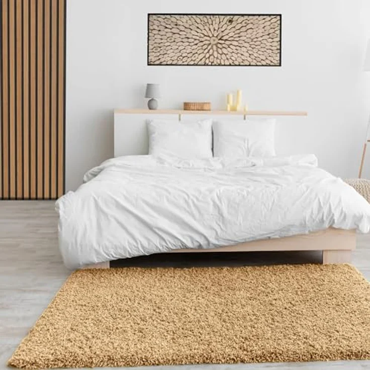 VIMODA Teppich Prime Shaggy Hochflor Langflor Einfarbig Modern Beige für Wohnzimmer, Schlafzimmer, küche, Maße:70x250 cm – Bild 3