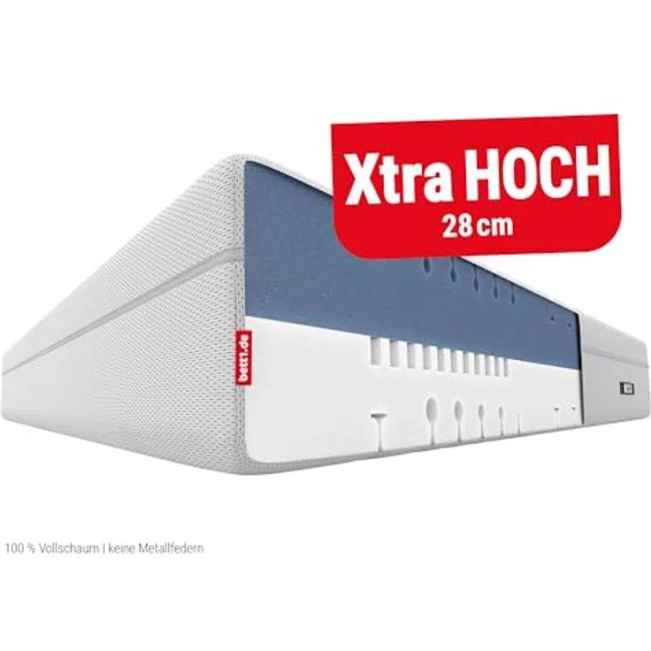 bett1 BODYGUARD Boxspring Matratze 180x200 mit ca. 28 cm Matratzen-Höhe! (100 % Vollschaum, 2in1 Liegehärten Mittelfest & Fester, Oeko-TEX 100, QXSchaum) – Bild 3