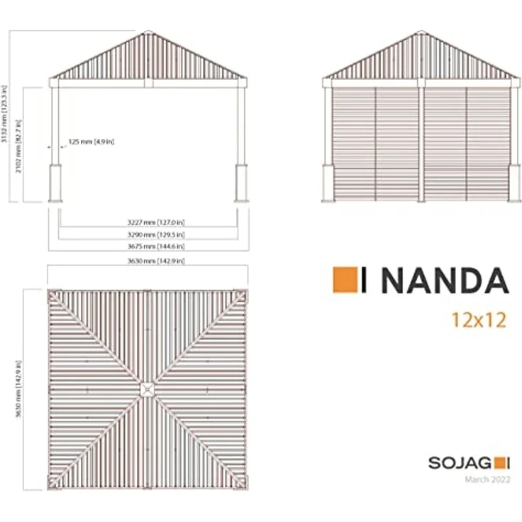 Sojag Aluminium Pavillon Nanda 1212 inkl. – Bild 3