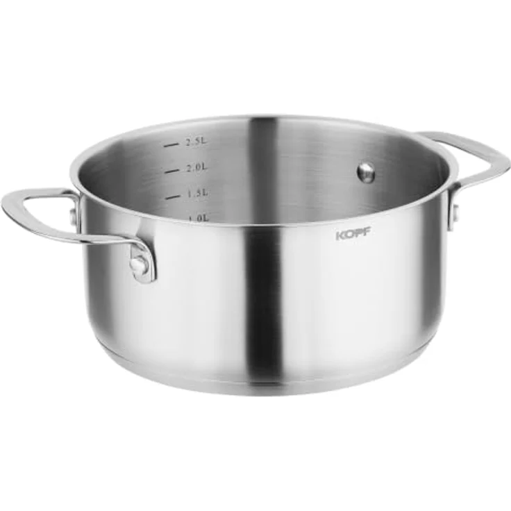Kopf Topf-Set Clara, Edelstahl, 10-teilig mit 4 Kochtöpfen, Bratpfanne, Schmorpfanne, Stielkasserolle und 3 Glasdeckeln, für alle Herdarten inkl. Induktion, spülmaschinengeeignet und backofenfest – Bild 16