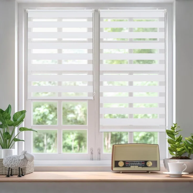 Sekey Doppelrollo Klemmfix ohne Bohren für Fenster, Doppelrollo 115 cm breit, Duo Rollo Jalousie Sonnenschutz, 115x150 cm, Weiß – Bild 2