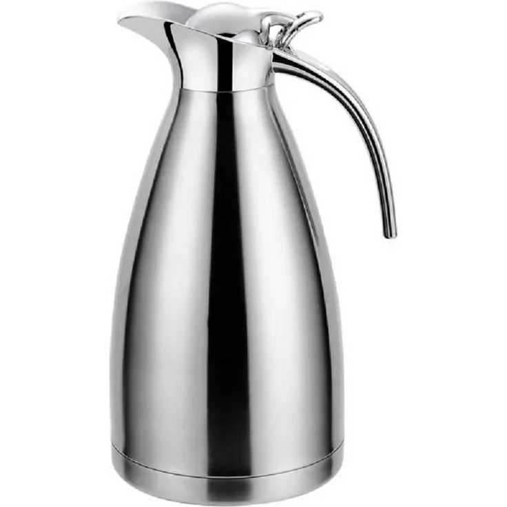 Thermoskanne 2L Isolierkanne Teekanne Thermosflasche Kaffeekanne Silber
