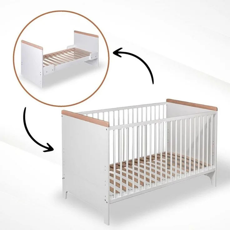 Best for Kids Kinderbett Kinder bett 2-in-1 – Babybett & Juniorbett, umwandelbar für Kinder (Kinderbett mit Matratze, 1-tlg, Kinderbett inklusive Comfort Maxi Matratze und Montageset), 2-in-1 Funktion, umbaubar zum Juniorbett