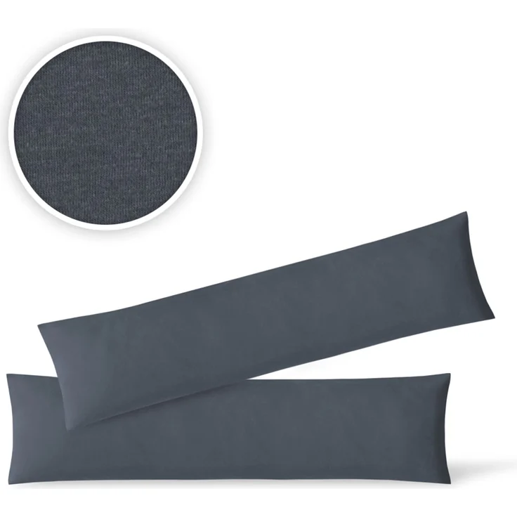 Jersey Kissenbezug, 2er Set, Baumwolle, Anthrazit, 40x145 cm – Bild 2