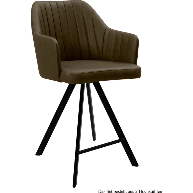 Thekenstuhl drehbar (2er-Set) Diannne 58x98x60 Schwarz/Khaki