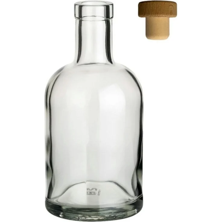 gouveo Trinkflasche Glasflaschen “Klassik” mit Korken - Runde Flasche aus Glas, 12er Set 500ml, transparent, Holzgriffkorken – Bild 3