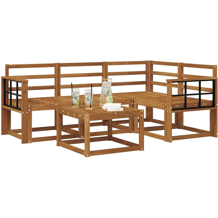 vidaXL Outdoor-Sofagarnitur 5 stk. 4-Sitzer Natur Massivholz Akazie 3366367 – Bild 3