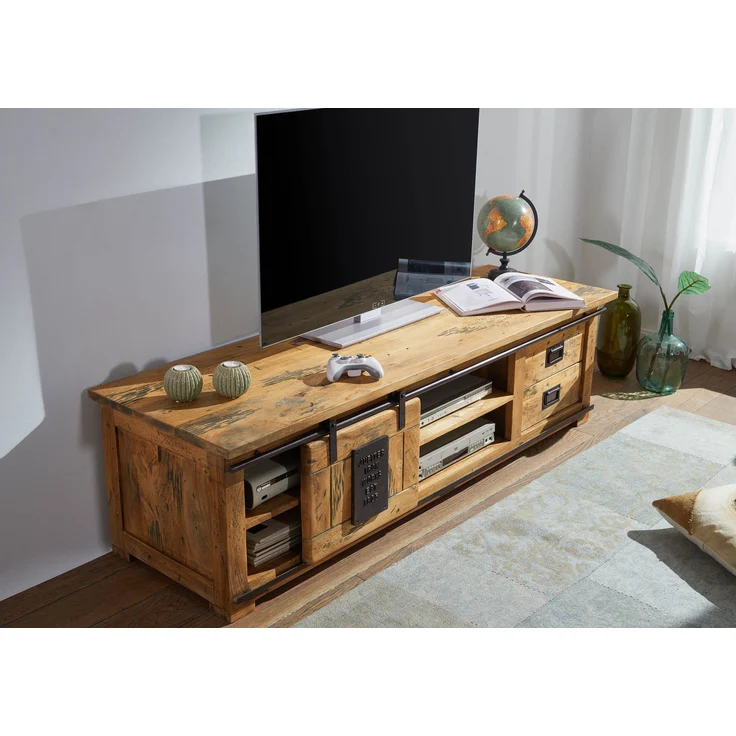 TV-Board Mango 180x55x50 natur lackiert RAILWAY #145 – Bild 2