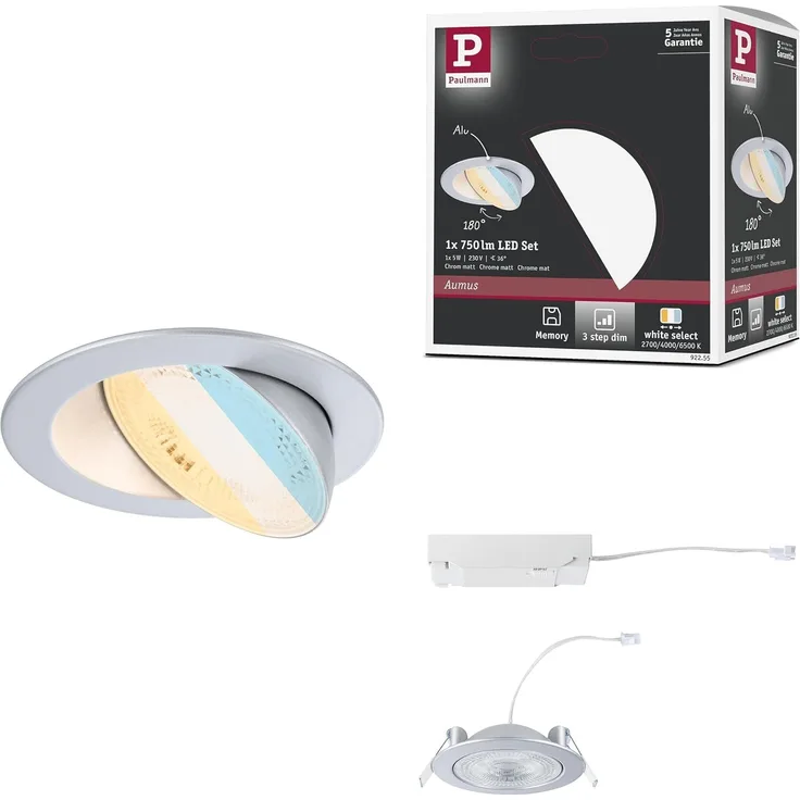 Paulmann 92255 LED Einbauleuchte White Select Aumus Chrom 3 Step dimmbar