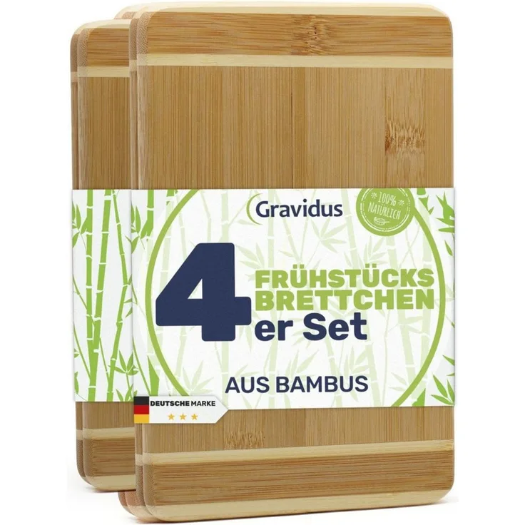 Bambus Frühstücksbrettchen Schneidebretter Set 4