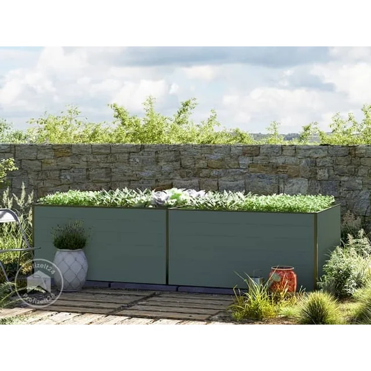 GFP Aluminium Hochbeet KINGSIZE DANIELA - 297 x 77 x 77 cm - Anthrazit, Stecksystem, langlebig