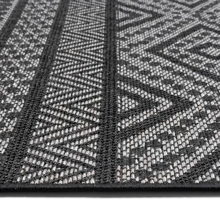the carpet Calgary - robuster Teppich, Flachgewebe, modernes Design, ideal für Wohnzimmer, Esszimmer und Außenbereich, In- und Outdoor, Vintage-Optik, Boho-Style, Anthrazit, 240x340 cm – Bild 7