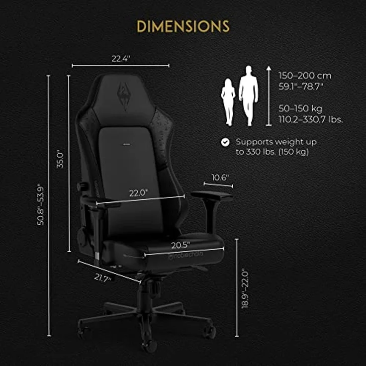 noblechairs Hero Komfortabler und Langlebiger Gaming-Stuhl, Perfekt Optimierte Ergonomie des Stuhls Sorgt für Hohen Sitzkomfort, Belastbarkeit 150 kg - The Elder Scrolls V Skyrim Anniversary Edition – Bild 2