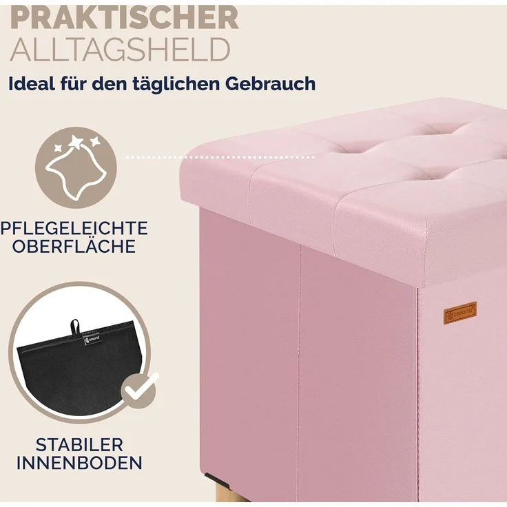 CASARIA® Sitzhocker mit Stauraum, Samt, rosa – Bild 9