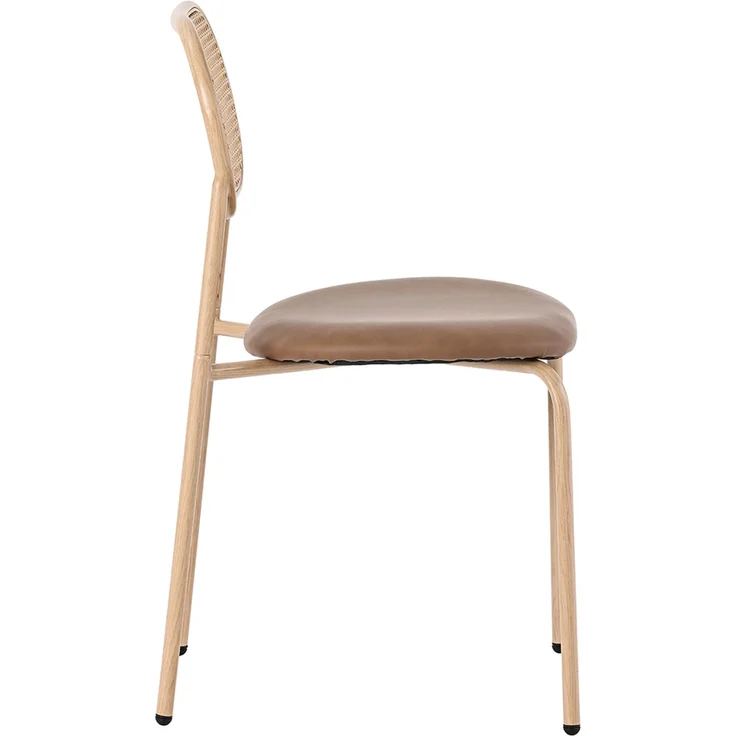 Merax Esszimmerstuhl, (6er set) Freizeitstuhl mit vier Stützbeinen aus Metall, Rattan-Freizeitstuhl, Wohnzimmer- und Schlafzimmerstuhl, Braun – Bild 7