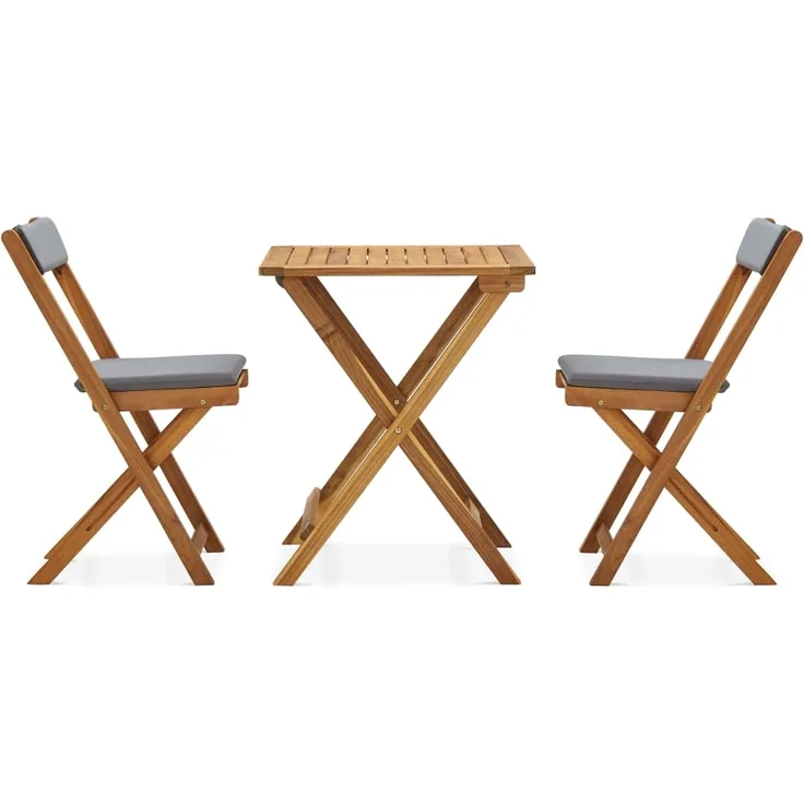 vidaXL 3-tlg. Bistro-Set Klappbar mit Auflagen Massivholz Akazie 310275
