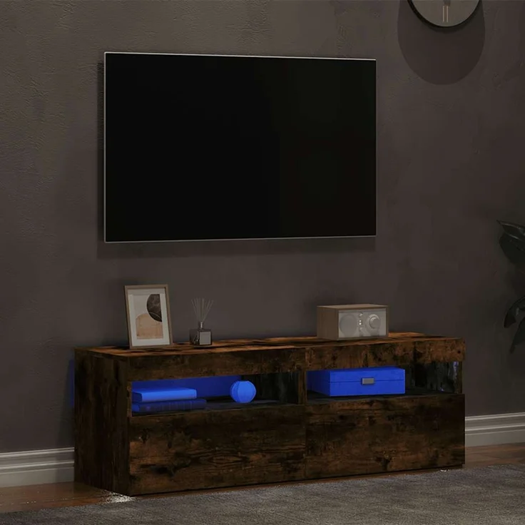 2 pcs TV-Schrank, Lowboard mit LED-Leuchten Räuchereiche 60x35x40 cm – Bild 3