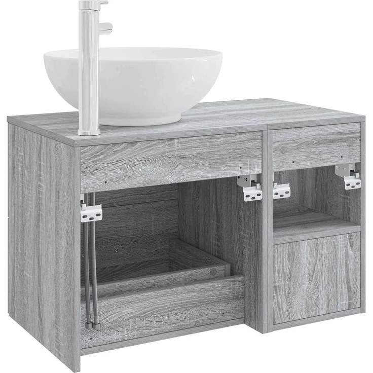 vidaXL Badezimmerschrank-Set 2 stk. Grau Sonoma 79,5 x 44,5 x 80 cm 3403917 – Bild 6
