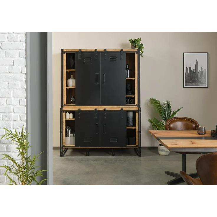 Buffet Mango 150x55x200 natur lackiert / Metall schwarz BLACKBURN #106 – Bild 3