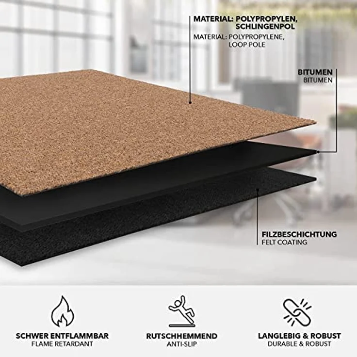 KARAT Teppichfliesen Moskau 50x50 cm selbstliegend - 48 Stück Set - 12m² - strapazierfähiger Teppich Bodenbelag mit hochwertigem Schlingenflor für Haus & Büro - antistatisch mit Bitumen Rücken - Beige – Bild 5