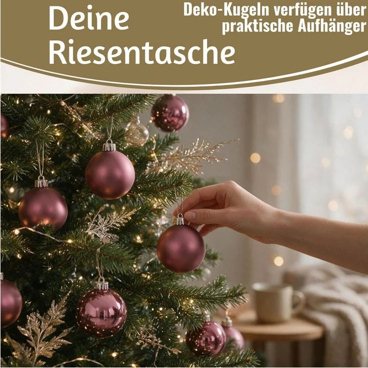 LS-LebenStil Weihnachtsbaumkugel 18-20 Design Glas Weihnachtskugeln 6cm Rosa Dunkelrosa Christbaum Deko (18 St), Edle Weihnachtsdeko Matt / Glänzend Weihnachtsbaumschmuck Deko Kugeln – Bild 4