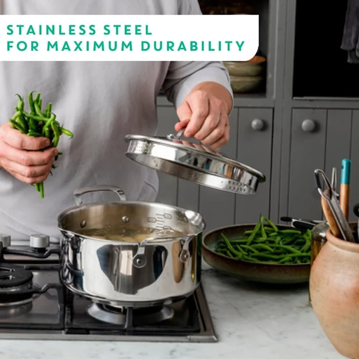 Tefal 'Jamie Oliver Cook's Direct On' Pfannen-Set, Antihaft, Induktionstauglich, Backofenfest, Edelstahl silber, Ø 24 cm, Ø 28 cm – Bild 7