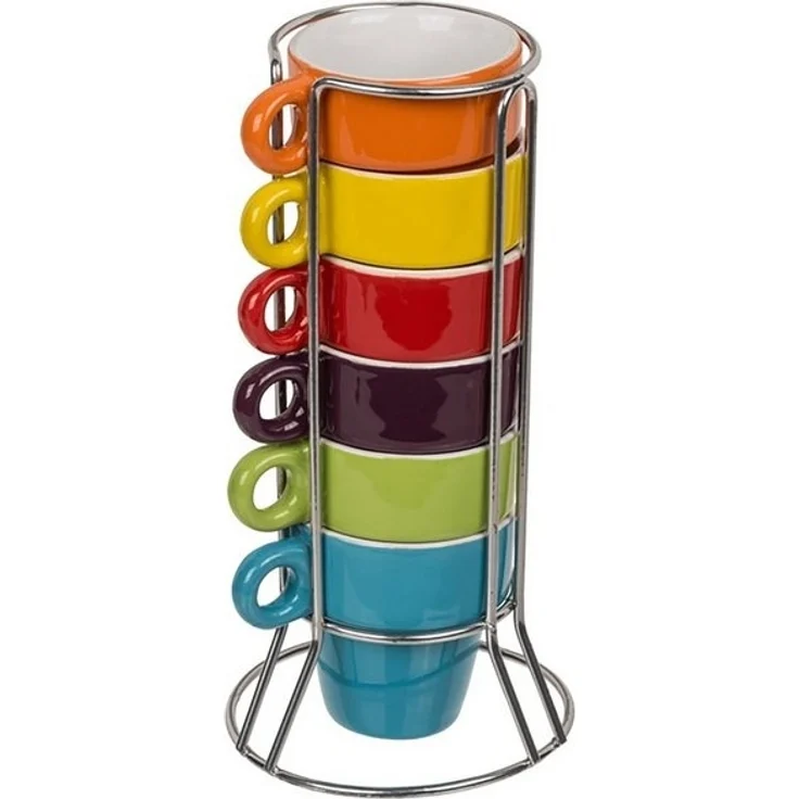 Out of the Blue Tasse Mini Espressotassen 6er Set mit Metallständer, Metall – Bild 4