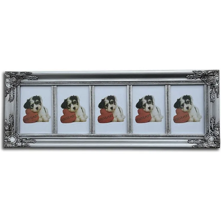 BILDERRAHMEN Beatrice SHABBY CHIC 5er MULTIRAHMEN BAROCK SILBER ANTIK FOTORAHMEN