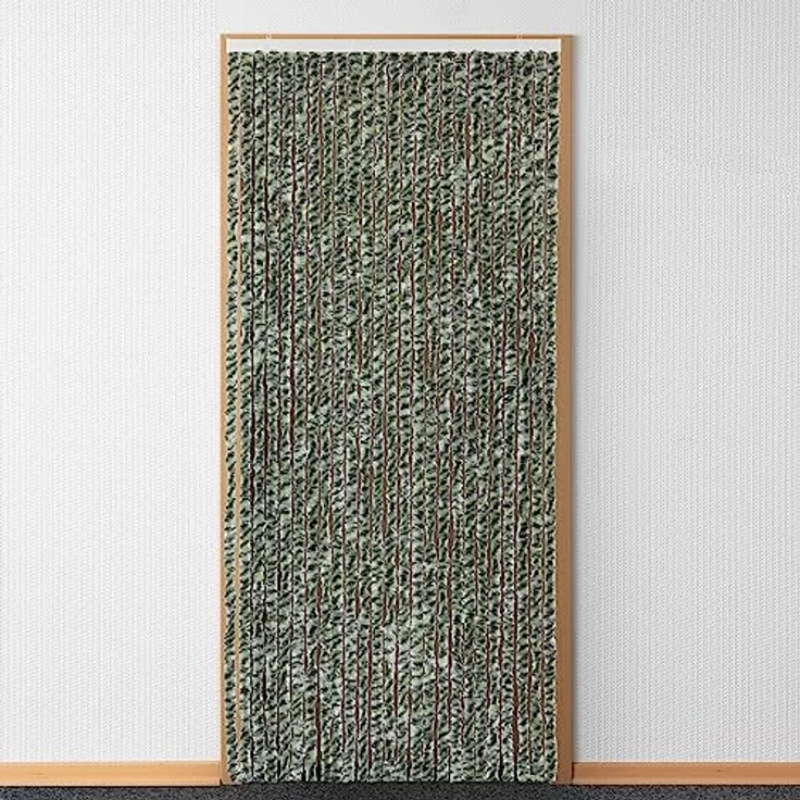 Moritz Flauschvorhang aus Chenille 100 x 230 cm grün/grau/schwarz meliert Türvorhang als Fliegenschutz Insektenschutz für Camping Wohnwagen – Bild 2