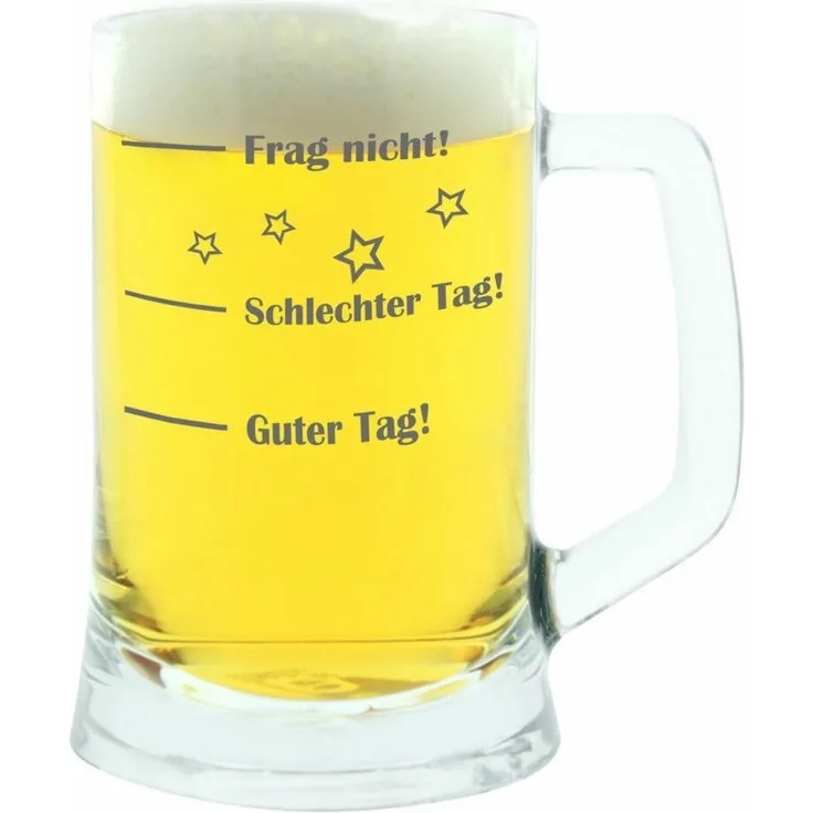 montana: Bierseidel, Guter Tag! Schlechter Tag! Frag Nicht!, Bierkrug, Geschenk Stimmungsglas mit lustiger Gravur, Mood Bier Glas, 500 ml