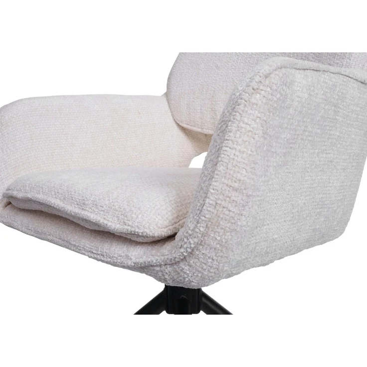 2er-Set Esszimmerstuhl HWC-N74, Küchenstuhl, drehbar Auto-Return, Stoff Chenille (490g/m²) ~ creme – Bild 6