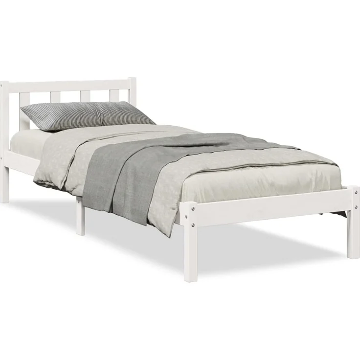 vidaXL Massivholzbett Extra Lang ohne Matratze Weiß 80x210 Kiefernholz 852429 – Bild 2