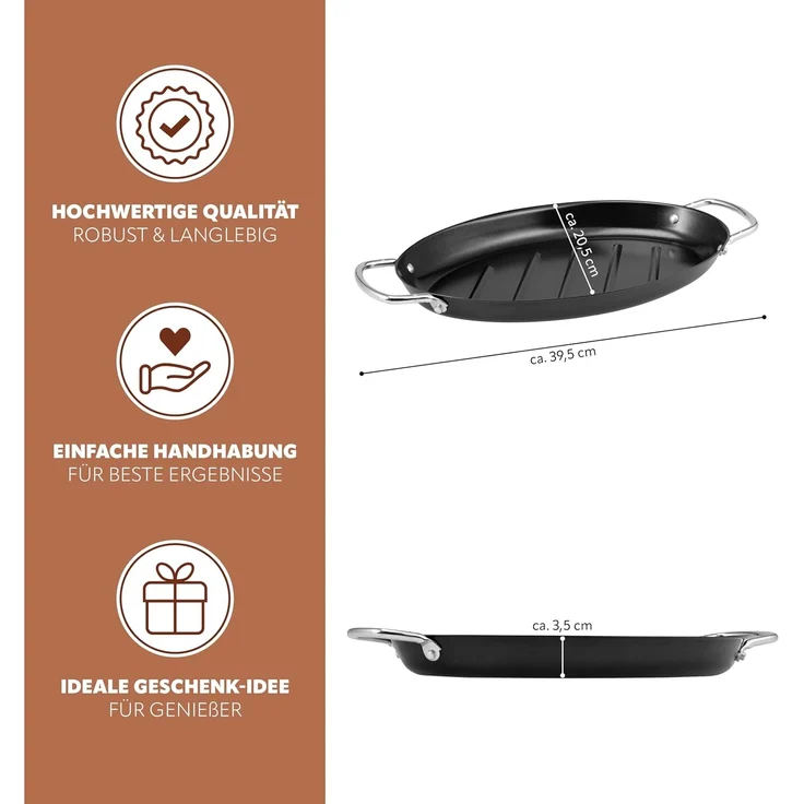 bremermann Grillplatte Fisch-Grillpfanne oval, Grillplatte antihaftbeschichtet (1-St) – Bild 7